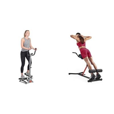 Twister Stepper Machine, Height Adjustable Stepper w/Handlebars & LCD Monitor + Unisex's Station-SF-BH620062 Hyperextension Roman Chair with Dip Station, Black, One Size