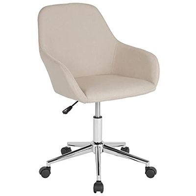 Flash Furniture Cortana Home - Silla de Oficina con Respaldo Medio, plástico de Metal de Espuma, Tela Beige, Juego de 1