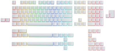 Glorious Gaming 145x Aura Keycaps V2 - PBT Pudding Keycaps, RGB-vriendelijk, PBT-materiaal voor duurzaamheid en diepe akoestiek, past op elke MX-stijl steel, VS / VK-indeling - Wit