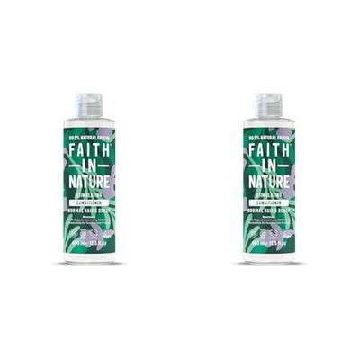 Faith In Nature Natural Rosemary Conditioner, Stimulating for Normal Hair & Scalp, Vegan & Cruelty Free, No SLS, Silicones or Parabens, 400ml (Pack of 2)