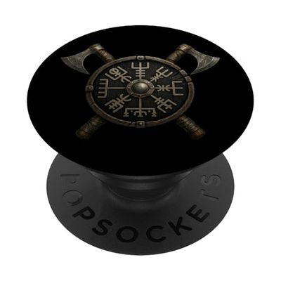 Escudo vikingo/hachas vikingas cruzadas/símbolos vikingos PopSockets PopGrip Adhesivo