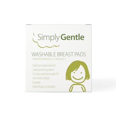 Simply Gentle Washable Nursing Breast Pads – Soft & Absorbent – Discreet - Leak-Proof Protection – Anti-Microbial & Easy to Wash – 6 Pads