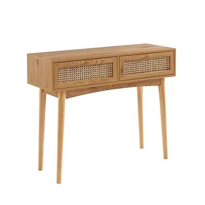 BAÏTA INES console in eikenlook en rotan rieten