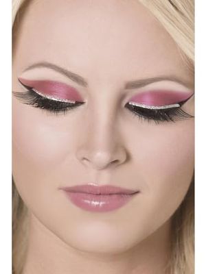 SMIFFYS Ciglia finte con brillantini, nere con glitter argentato, contiene colla