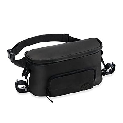 Hauck Pochette Rangement 2en1 Organisateur Poussette et Grand Sac Banane pour Femmes et Hommes, Fixation Facile, Longue Ceinture Réglable, Noir