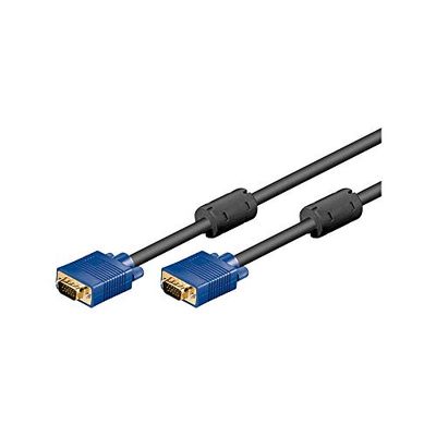 Goobay 93369 VGA naar VGA-kabel 3 m/monitorkabel/Full HD SVGA beeldschermkabel/VGA-stekker 15-polig verguld / 2x ferrietkern monitorkabel/blauw / 3 meter