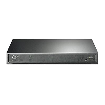PoE+ switch met 8 gigabit- en 2 SFP-poorten, ideaal voor lokale netwerken en het beheer van aangesloten apparaten zoals camera's en toegangspunten.