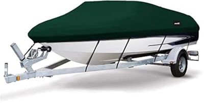 MSC Telo di copertura impermeabile per barche in tela di poliestere 600D di grado marino, resistente, adatto a V-Hull, Tri-Hull, Runabout Boat Cover (modello H - Lunghezza: 68-61 cm, larghezza del