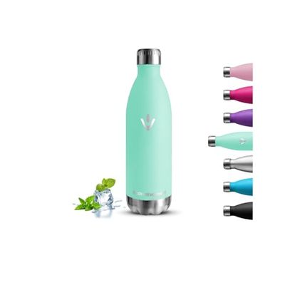 Drinkfles, 1 liter, thermosfles, BPA-vrij, roestvrijstalen waterfles, lekvrij, thermosfles, 18/8 roestvrij staal, voor fitness, reizen, hardlopen, wandelen, kamperen