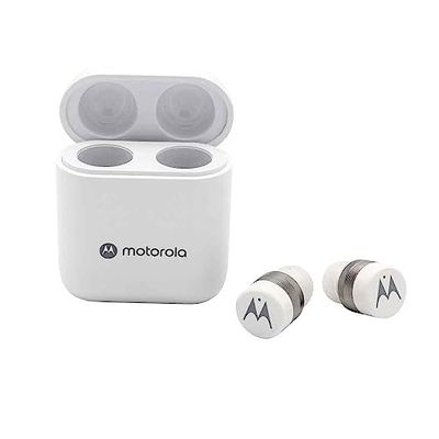 Motorola Sound Moto Buds 120 - Auricolari senza fili, Bluetooth, resistenti all'acqua e al sudore, controllo touch e vocale, colore bianco, S/M/L