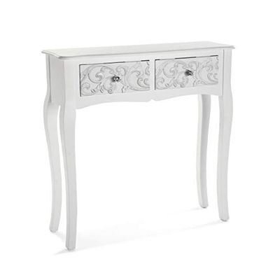 Versa Anjali wąski mebel do przedpokoju lub korytarza, nowoczesny stolik konsolowy, z 2 szufladami, wymiary (wys. x dł. x szer.) 80 x 25 x 80 cm, drewno, kolor: biały