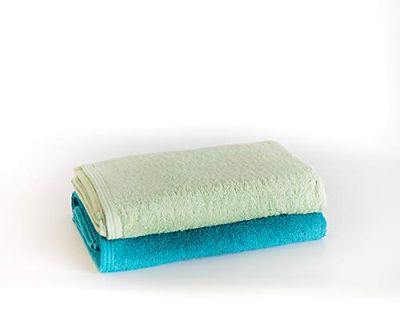 Sancarlos - Set of 2 Ocean Duo Emerald and Green Bath Towels 100% Cotton 550 g/m²
