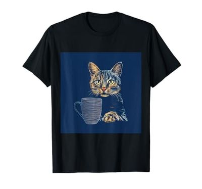 Bel gatto con tazza di caffè Maglietta
