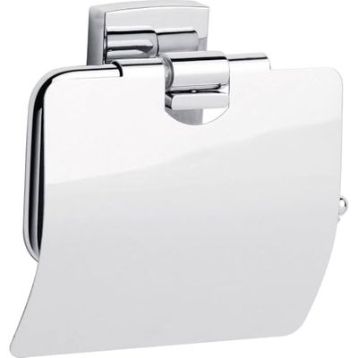 tesa Klaam Portarrollos, de metal cromado brillante, autoadhesivo, tecnología de montaje adhesiva, 125 x 140 x 53 mm