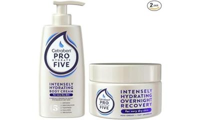 Pro Hydrate Five Very Dry Skin Bundle, Overnight Recovery Cream 150ml and Body Cream 250ml, 2 pack