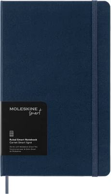 Moleskine Smart Notebook, Sistema de Escritura Inteligente, Cuaderno Inteligente de Tapa Dura, Páginas a Rayas y Cierre Elástico, Tamaño Grande 13 x 21, Color Azul Zafiro