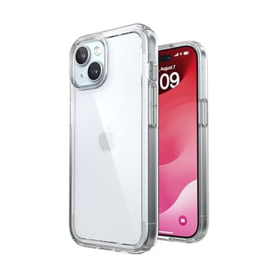 Speck Transparant iPhone 15 hoesje - slank, MagSafe-compatibel, valbescherming - voor iPhone 15, iPhone 14 en iPhone 13 - krasbestendig, anti-vergeling, 6,1 inch telefoonhoesje - GemShell Clear