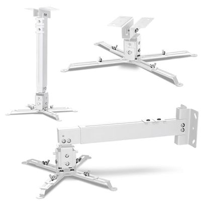 OVERMAX Ceiling Mount projektorhållare upp till 20 kg, justerbar längd 25 graders vinkeljustering, tillverkad av stål, vägg- och takmontering, lätt och stabil konstruktion