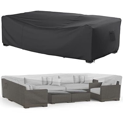 Mrrihand Tuinmeubelhoezen van 280 x 204 x 106 cm, waterdichte terrasmeubelhoezen 600D Oxford-stof met PU-coating, anti-uv, buitentafelhoes met grote luchtuitlaat voor tafels en stoelen (MHD-083)