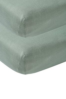Lote de 2 lençóis ajustáveis Meyco Baby Uni para o berço (lençol de jersey macio, 100 % algodão, dimensões: 70 x 140 cm), pedra verde