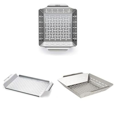 Weber Cesta Peque a Para Verduras, 6481 + Weber Style 6435 Professional-Grade Grill Pan + Weber 6434, Cesta Para Verduras Acero Inoxidable