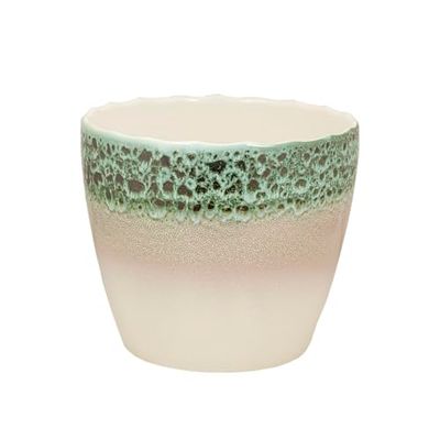 Romimex Bloempot, wit, groen, keramiek, 27 x 23 x 27 cm