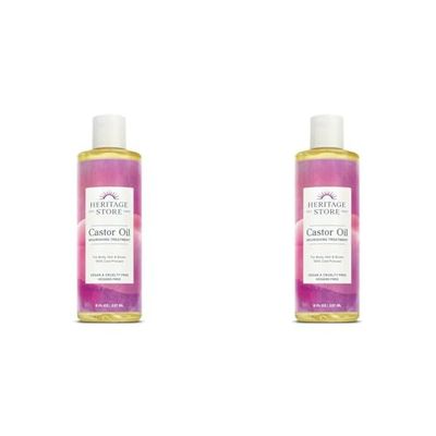 HERITAGE STORE Palma Christi Castor Oil | Hair & Skin Moisturizer, Eyebrow Thickener | Cold Pressed, Hexane & Fragrance Free | 8 oz (Pack of 2)