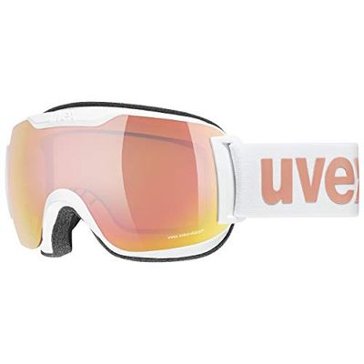 uvex downhill 2000 S CV - skibril voor dames en heren - contrastverhogend - vervormings- & condensvrij - white/rose-orange - one size