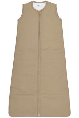 Meyco Saco de Dormir para bebé Baby Woven Uni, Saco de Dormir (100% algodón, Agradable a la Piel, Ajuste Seguro, Cremallera Larga, Saco de Dormir de Verano para bebé, tamaño: 110 cm), Topo
