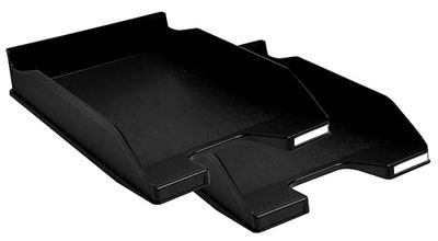 Exacompta - Rif. 113014SD - Confezione da 2 vaschette portacorrispondenza COMBO MIDI ECOBLACK - dimensioni utili 34X25X6,5 cm - per formato A4 + - colore nero - certificato Ange Bleu