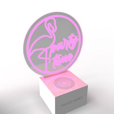 MUSIC HERO NEON Draadloze speaker, draagbare 3 W audioluidspreker met heldere led, aan/uit-knop, USB-C-oplaadkabel inbegrepen, tot 2 uur continue muziekweergave, roze