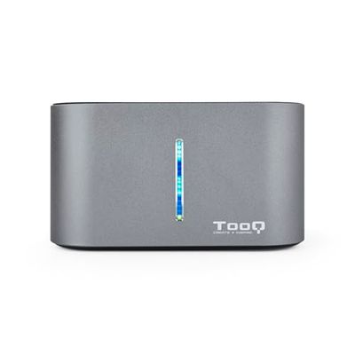 Dockingstation compatibel met 2,5 en 3,5 inch harde schijven, USB 3.0/3.1 Gen1 interface voor snelle gegevensoverdracht, kleur grijs, maakt het mogelijk om tot twee SATA-schijven tegelijkertijd aan te