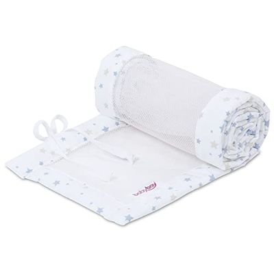 babybay Nestje mesh piqué geschikt voor model boxspring XXL, wit sterrenmix zand/azuurblauw