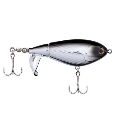 Berkley Choppo Topwater Esca da pesca, nero cromato, taglia 75, coda a elica a coppa per bilanciare suono e spruzzo, dotata di gancio Sharp Fusion19™