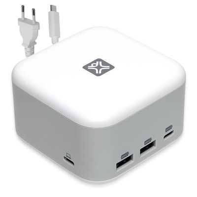 XtremeMac X-Cube Pro Station d'accueil USB-C (130W), Hub 6-en-1 pour MacBook & Ordinateurs portables, Chargeur, HDMI 4K, USB-C PD, Ethernet, Design Ultra Compact