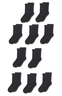 Amazon Essentials Meias compridas de algodão unissexo para criança, 10 pares, preto, 6-7 anos
