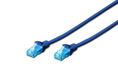 DIGITUS Câble LAN Cat 5e - 3m - RJ45 Câble réseau - U/UTP Non blindé - Compatible Cat-6 & Cat-5 - Bleu