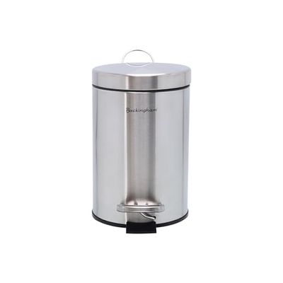 Buckingham Pedal Bin for Bathroom Kitchen Office Premium Stainless Steel Brushed Finish Waste Trash Bin with Removable Inner Bucket Soft Closing Mechanism (5 Litre)