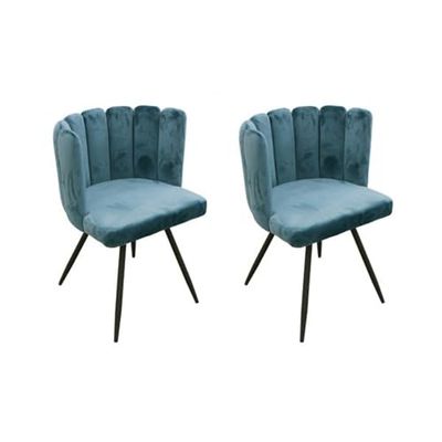 HOME DECO FACTORY Lot de 2 Ariel Velours Bleu Canard Mobilier Assise Chaise Fauteuil De Table Siege Salon Salle A Manger Entree Chambre Meuble, Textile-Polyester, 52,5 x 50,5 x 79,7 cm HD6518