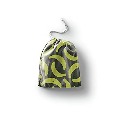 Bonamaison Impreso Algodón Bolsas con Cordón, Bolsa con Cordel para el Hogar y el Almacenamiento de Verduras, Bolso de Compras, Plegable, Ecologica, Reutilizables, Tamaño: 12x15 Cm