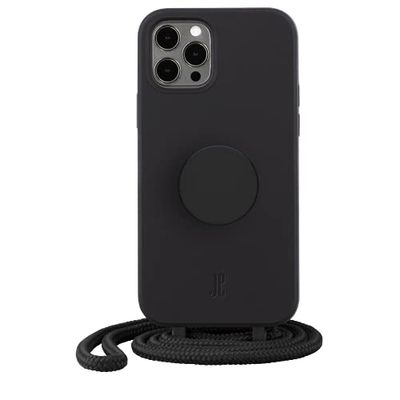 PopSockets x Just Elegance - Carcasa para iPhone 12 Pro Max Con un Collar Trenzado Extraíble y un PopTop intercambiable - Black