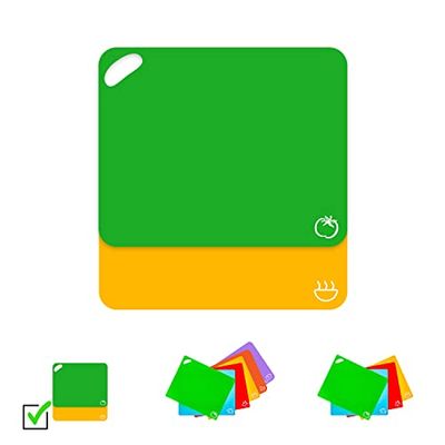 Axer Colour Coded Chopping Boards for Kitchens 2 pcs - Flexible Cutting Board Set Food Icons - Large Plastic Chopping Board Set Colour Coded BPA-Free