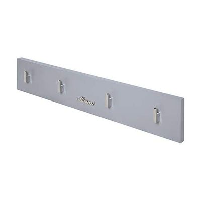 Miami 715703HG Wangarderobe met 4 haken, dwars, hout, lichtgrijs, 2,2 x 80 x 14 cm