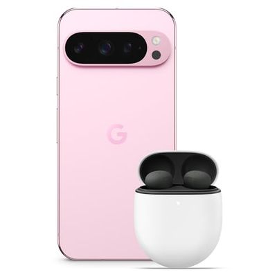 Google Pixel 9 Pro - Unlocked Android Smartphone with Gemini, Triple Rear Camera System, 24-Hour Battery, and 6.3" Super Actua Display - Rose Quartz, 256GB+Pixel Buds Pro 2