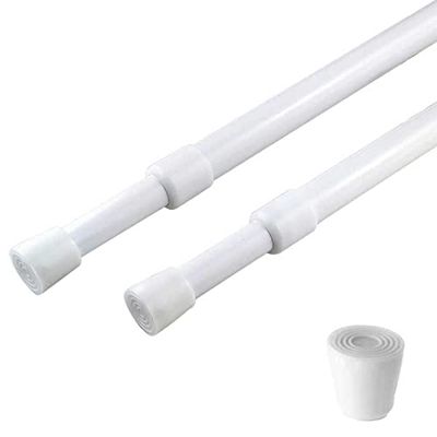 Confezione da 2 aste per tende regolabili da 71 a 100 cm, diametro 5/8", colore bianco, aste piccole e corte espandibili a molla per finestre, bagno, armadi, cucina