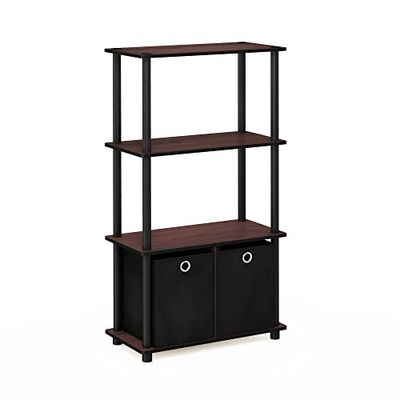 FURINNO förvaringshyllor, mörk körsbär/svart, en storlek