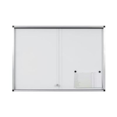 Bi-Office Exhibit Extra Magnetic Display Case, 12xA4, Lacquered Steel Surface, Glass Door, Aluminium Frame