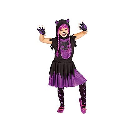 Rubies Costume gatto nero con suono per ragazze, vestito con cappuccio, collant e scatola con suono, taglia L 8-10 anni per Halloween, carnevale e compleanno