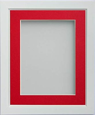 Frame Company Ainsworth Range White 20x16 inch Picture Photo Frame with Red Mount for Image A3 * Choice of Sizes* Fitted with Real Glass