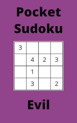 Purple Pocket Sudoku Book, 4x4 Puzzles, 250 Pages, 5x8